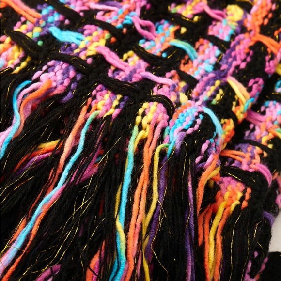 Luxe Plus Size Long Plaid Color Fringed Hem Knit Cardigan Duster Sweater - Picture 5 of 7